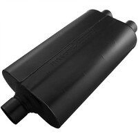 Super 50 Series Chambered Muffler Super 50 - 2.50 Center In / 2.25 Dual Out - Mild Sound