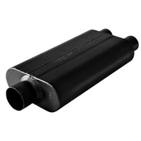 50 Series Delta Flow Chambered Muffler 50 Delta Flow® Stainless Steel - 3.00 Center In / 2.50 Dual Out - Moderate Sound