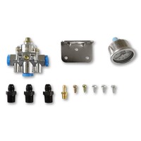 Die Cast EFI Bypass Fuel Pressure Regulator Kit 15-60 Psi - Fittings and Gauge Included