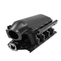 Black 351W Ford Hi-Ram EFI Manifold Black Ford 351W 9.5" Deck Ford Hi-Ram Intake Manifold with 95mm LS Throttle Body Flange Top.