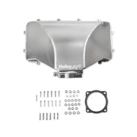 HI-RAM 95MM Fabricated Side Mount Plenum Top Silver Finish- 86-95 Ford 5.0 Style throttle body patterns