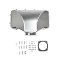 HI-RAM 95MM Fabricated Side Mount Plenum Top Silver Finish- LS throttle body patterns