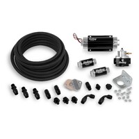 Fuel System Kit Billet Fuel Pump, Billet Regulator, Billet Filters, Earl's Pro-Lite 350 Black hose, Swivel-Seal hose ends