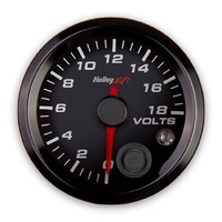 Voltage Gauge Standard 2-1/16" Size - 0-18 volts - CAN - Black Face - Black Bezel