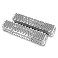 GM Licensed Vintage Series SBC Valve Covers GM Style Finned "Script" Perimeter Bolt Valve Cover Pair SBC - Polished Finish