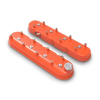 Tall LS Valve Covers - Factory Orange Tall LS Valve Covers w/ Coil Mounting Posts, Cast Aluminum - Factory Orange