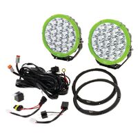 Pkt 2 7" Rnd LED Driving Lamp Kit 9-36V 106W 19 LEDs Green