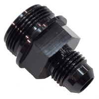 7/8-20 -6 A/N Fuel Inlet Fitting Black QFT -6 AN Male to 7/8-20 Male