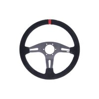 Suede Steering Wheel - Black|Blue Stitching - Black|Blue Stitching