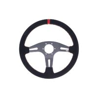 Suede Steering Wheel - Black|Orange Stitching - Black|Orange Stitching