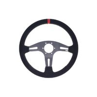 Suede Steering Wheel - Black|Yellow Stitching - Black|Yellow Stitching