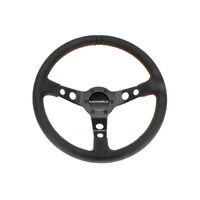 Leather Dished Steering Wheel - Black|Red Stitching - Black|Red Stitching