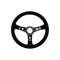 Leather Dished Steering Wheel - Black|Yellow Stitching - Black|Yellow Stitching