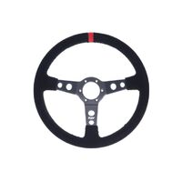 Suede Dished Steering Wheel - Black/Black Stitching - Black/Black Stitching