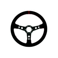 Suede Dished Steering Wheel - Black|Orange Stitching - Black|Orange Stitching