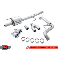 AWE Tuning 2015+ Ford F-150 0FG Single Exit Performance Exhaust System w/4.5in Chrome Silver Tips