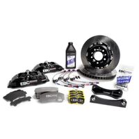 EBC Racing 15-17 Ford Fiesta (Mk7) Black Apollo-4 Calipers 300mm Rotors Front Big Brake Kit