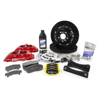 EBC Racing 12-20 Fiat 500 Abarth 1.4L Turbo Black Apollo-4 Calipers 330mm Rotors Front Big Brake Kit