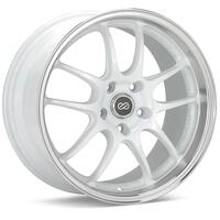 Enkei PF01SS 17x9 5x114.3 48mm Offset 75mm Bore Diameter White with Machined Lip Wheel