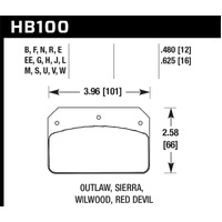 Hawk Wilwood DL/Outlaw/Sierra 12mm HPS 5.0 Street Brake Pads