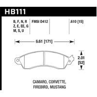 Hawk 94-04 Mustang Cobra / 88-96 Corvette / 88-92 Camaro w/HD Brakes Front Black Race Brake Pads