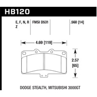 Hawk Mitsubishi 3000 GT VR4/ Dodge Stealth R/T 4WD Blue 9012 Race Front Brake Pads