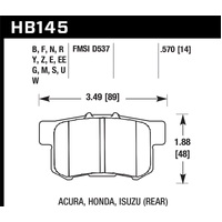 Hawk 1997-1997 Acura CL 2.2 HPS 5.0 Rear Brake Pads