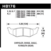 Hawk Chrysler / Dodge / Plymouth Blue 9012 Rear Race Brake Pads