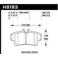 Hawk 2001-2001 Ford Mustang Bullitt 4.6 HPS 5.0 Rear Brake Pads