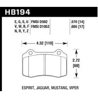 Hawk 92-02 Dodge Viper HPS 5.0 Front Brake Pads