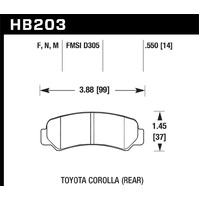 Hawk 87 Toyota Corolla FX16 / 85-87 Corolla GTS Rear Black Race Brake Pads