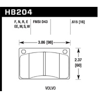 Hawk Volvo 142/145/164/240/242/244/245/262/265/1800 Blue 9012 Race Brake Pads