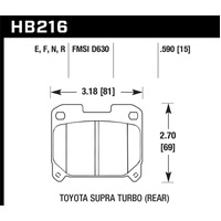 Hawk 93-98 Toyota Supra TT HPS 5.0 Street Rear Brake Pads