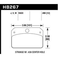 Hawk DR-97 Brake Pads for Strange w/ 0.438in Center Hole