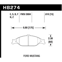 Hawk 99-04 Ford Mustang Base/GT HPS Street Front Brake Pads