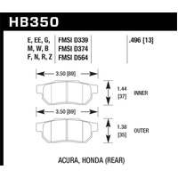 Hawk 90-01 Acura Integra (excl Type R) / 98-00 Civic Coupe Si HPS Street Rear Brake Pads