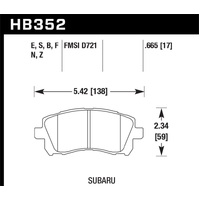 Hawk 1998-2/2002 Subaru Forester L (w/Rear Drum Brakes) High Perf. Street 5.0 Front Brake Pads