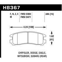 Hawk Subaru 93-98 Impreza/90-99 Legancy/92-97 SVX HPS 5.0 Street Rear Brake Pads