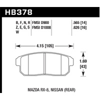 Hawk 03-07 RX8 Blue Race Rear Brake Pads D1008