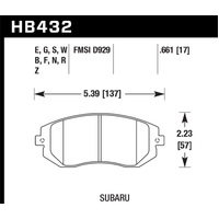 Hawk 03-05 WRX / 08 WRX / 09 Legacy 2.5i NA ONLY D929 HPS Street Front Brake Pads