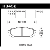 Hawk 03-07 Subaru Impreza / 04-08 Subaru Forester / 05-06 Saab 9-2X Aero HT-10 Race Rear Brake Pads