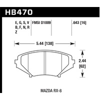 Hawk 2004-2011 Mazda RX-8 Grand Touring HPS 5.0 Front Brake Pads