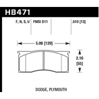 Hawk 66-72 Dodge Dart / 66-69 Pylmouth Barracuda HT-10 Race Front Brake Pads