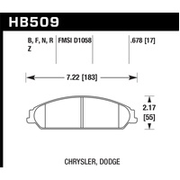 Hawk 2013-2014 Chrysler 200 (w/XR1 Brakes) HPS 5.0 Front Brake Pads