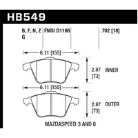 Hawk 07-11 Mazdaspeed3 / 06-11 Mazdaspeed6 / 05-09 Volvo V50 DTC-60 Front Race Brake Pads