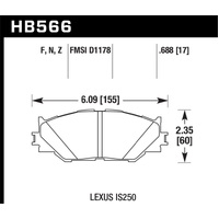 Hawk 06-08 Lexus IS250 HPS Street Front Brake Pads