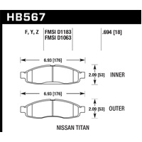 Hawk 04-06 infiniti QX56 / 05-06 Armada / 04 Pathfinder / 04-07 Titan LTS Street Front Brake Pads