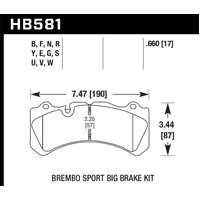 Hawk DTC-80 Brembo 17mm Race Brake Pads