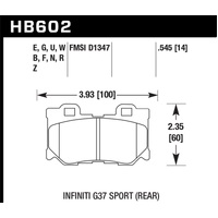 Hawk Infiniti G37 Sport HP+ Street Rear Brake Pads