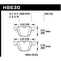 Hawk 04-10 BMW 535i/545i/550i / 04-10 645Ci/650i/02-09 745i/745Li/750 Perf Ceramic Street Brake Pads